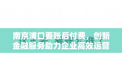 南京浦口要账后付费，创新金融服务助力企业高效运营