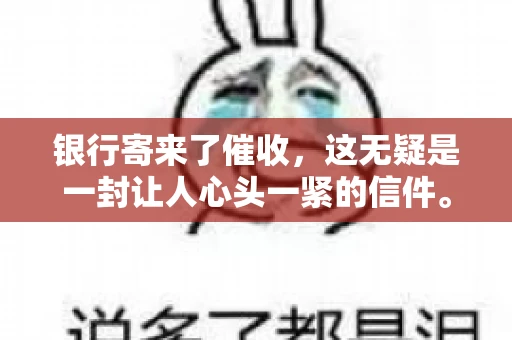 银行寄来了催收，这无疑是一封让人心头一紧的信件。面对这样的困境，我们该如何应对呢？今天，就让我来和大家聊聊这个话题。