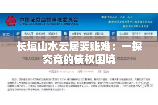 长垣山水云居要账难：一探究竟的债权困境